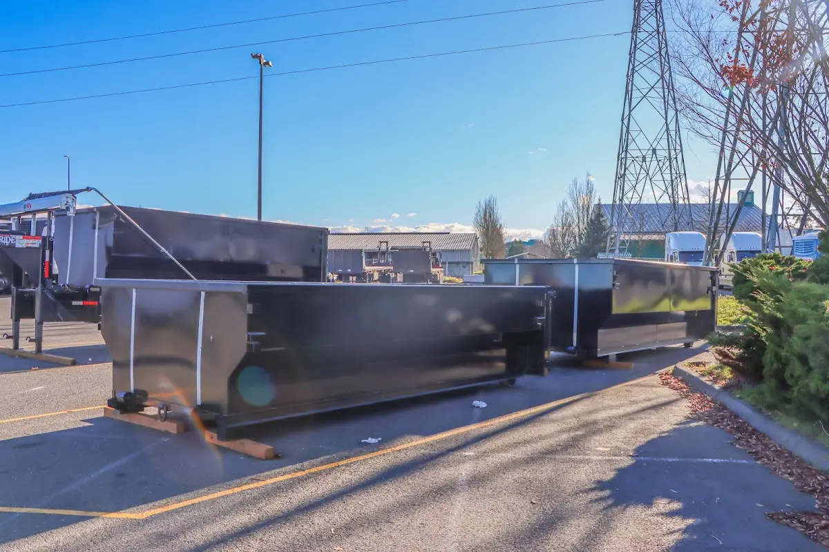 Roll-off dumpster ready for waste disposal at job site for Construction Dumpster Rental in Englewood
